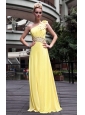 Yellow Empire One Shoulder Beading  Prom / Pageant Dress