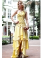 Yellow Empire One Shoulder High-low Ruffles Prom Dress