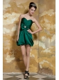 Dark Green Column Sweetheart Mini-length Taffeta Beading and Ruch Prom Dress