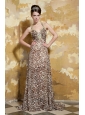 Exclusive Halter V-neck Floor-length Leopard Beading Prom Dress