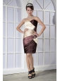 Multi-color Column / Sheath Sweetheart Knee-length Elastic Woven Satin Beading Prom Dress