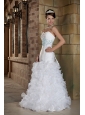 Formal A-Line / Princess Sweetheart Floor-length Satin and Organza Beading Wedding Dress