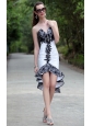 White Column / Sheath V-neck High-low Taffeta and Lace Beading Prom / Homecoming Dress