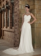 Lovely Empire Sweetheart Chapel Train Elastic Wove Satin and Chiffon Beading Wedding Dress