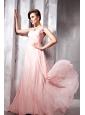 Baby Pink Empire Straps Floor-length Chiffon Beading Prom / Evening Dress