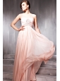 Light Pink Empire Bateau Floor-length Chiffon Beading Prom Dress