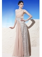 Champagne Empire One Shoulder Floor-length Chiffon Sequins Prom/Evening Dress