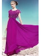 Fuchsia Empire Scoop Floor-length Chiffon Beading Prom / Evening Dress