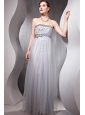 Grey Empire Strapless Floor-length Tulle Sequins and Rhinestone Prom / Evening Dress