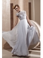 Grey Empire High-neck Floor-length Chiffon Appliques Prom / Celebrity Dress