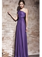 Purple Column One Shoulder Floor-length Taffeta Ruch Prom / Evening Dress