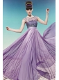 Lavender Empire Scoop Floor-length Chiffon Beading Prom / Pageant Dress