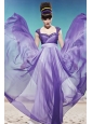 Purple Empire Straps Floor-length Chiffon Lace and Beading Prom / Party Dress