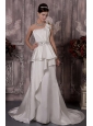 Prefect A-Line / Princess One Shoulder Court Train Taffeta Beading Wedding Dress