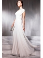 White Empire One Shoulder Floor-length Chiffon Ruch Prom Dress