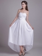 Modern Empire Strapless Ankle-length Taffeta Handle-made Flower Wedding Dress