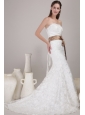 Elegant Trumpet / Mermaid Strapless Court Train Lace Sash / Ribbons Wedding Dress