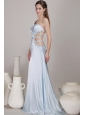 Lilac Column / Sheath One Shoulder Floor-length Taffeta Beading Prom Dress
