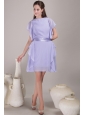 Lilac Empire Bateau Mini-length Chiffon Sash Mother Of The Bride Dress