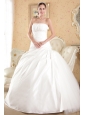 Classical Ball Gown Strapless Court Train Tulle and Taffeta Beading Wedding Dress