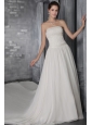 A-Line/Princess Strapless Cathedral Train Chiffon Pleat Wedding Dress