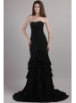 Black Trumpet / Mermaid Sweetheart Court Train Chiffon Beading Prom Dress