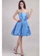 Blue A-line Strapless Mini-length Taffeta Prom / Homecoming Dress