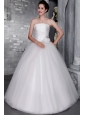 Elegant A-Line / Princess Strapless Floor-length Taffeta and Organza Hand Flower Wedding Dress
