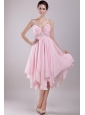 Pink Empire Spaghetti Straps Asymmetrical  Chiffon Beading Prom / Homecoming Dress