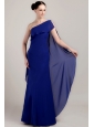 Blue Column / Sheath One Shoulder Floor-length Chiffon Prom / Celebrity Dress