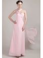Baby Pink Empire Asymmetrical Ankle-length Chiffon Prom Dress