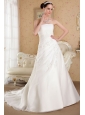 Beautiful  A-line / Princess Strapless Court Train Organza Beading Wedding Dress