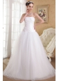 Romantic A-Line / Princess Strapless Floor-length Taffeta and Organza Ruch Wedding Dress