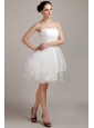 Perfect A-line / Princess Strapless Mini-length Organza Beading and Ruch Short Wedding Dress