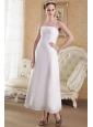 Simple Empire Strapless Ankle-length Satin and Chiffon Ruch Wedding Dress