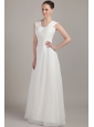 White Empire Straps Floor-length Chiffon Ruch Bridesmaid Dress