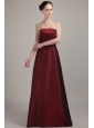 Wine Red Empire Strapless Floor-length Taffeta Bridesmaid Dress