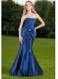 Royal Blue Mermaid Strapless Floor-length Taffeta Ruch Prom / Celebrity Dress