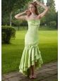 Spring Green Mermaid Sweetheart High-low Taffeta Beading Prom Dress