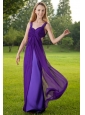 Purple Empire Straps Floor-length Chiffon and Taffeta Ruch Prom Dress