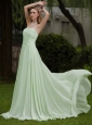 Apple Green Empire Strapless Brush / Sweep Chiffon Prom Dress