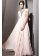 Light Pink Empire Square Floor-length Chiffon Beading and Ruch Prom / Celebrity Dress