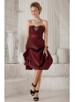 Burgundy Column / Sheath Sweetheart Knee-length Taffeta Beading Prom / Homecoming Dress