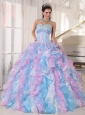 Beautiful Multi-color Quinceanera Dress Sweetheart Organza Appliques  Ball Gown