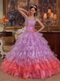 Discount Lavender Quinceanera Dress Halter Organza Beading Ball Gown