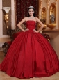Discount Red Quinceanera Dress Strapless Taffeta Beading Ball Gown
