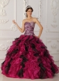 Elegant Multi-color Quinceanera Dress Sweetheart  Leopard and Organza Ruffles Ball Gown
