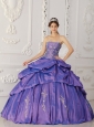 Elegant Purple Quinceanera Dress StraplessTaffeta Embroidery and Beading Ball Gown