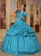 Elegant Teal Quinceanera Dress Sweetheart Taffeta Beading Ball Gown