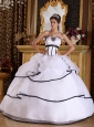 Elegant White Quinceanera Dress Strapless Satin and Organza Appliques Ball Gown